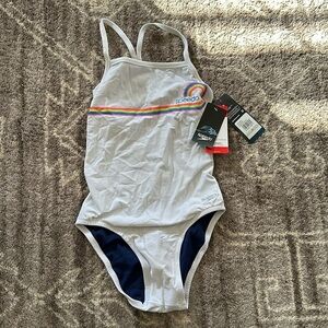 NWT Speedo Endurance One Back One Piece Swimsuit Pride Rainbow Stripes Women